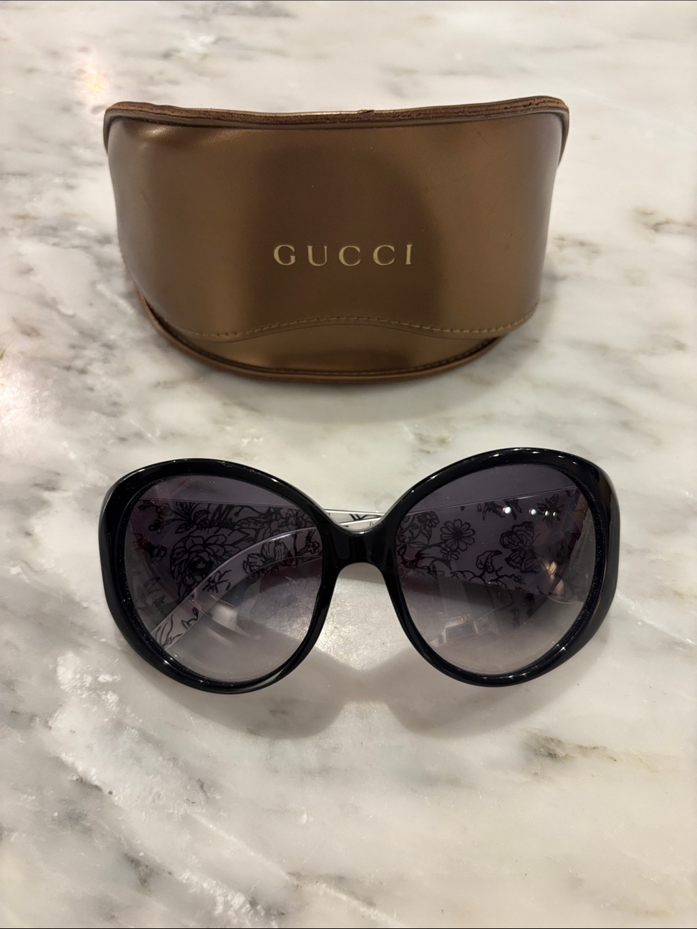Gucci Black Oversized Women's Sunglasses with Brown Case